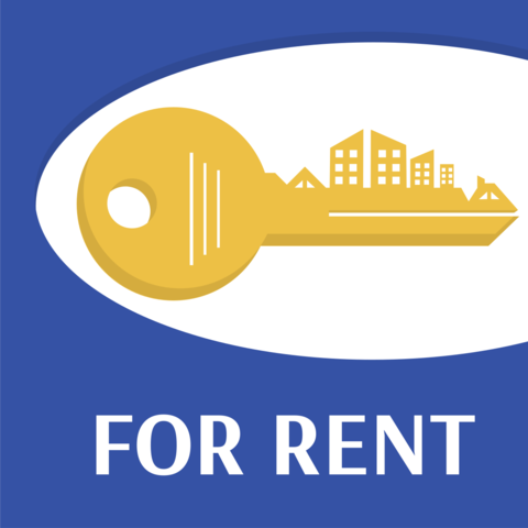 Gold Key, White Text and Blue Background For Rent Template